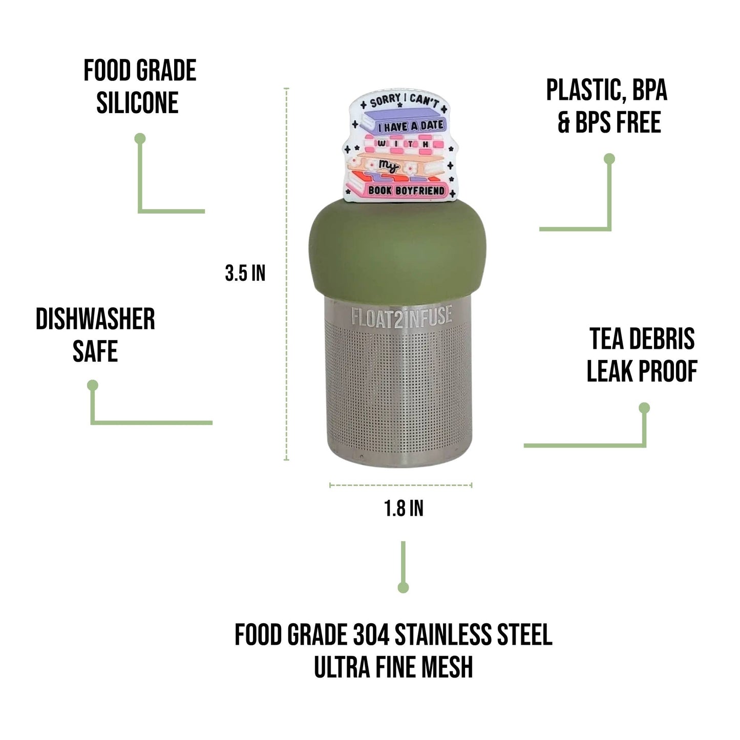 Book Boyfriend | Floating Tea Infuser | Green Base | White