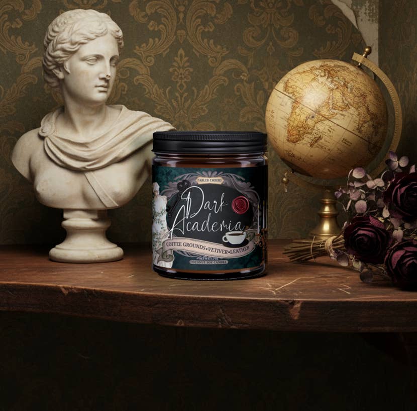 DARK ACADEMIA book lovers coconut soy wax candle