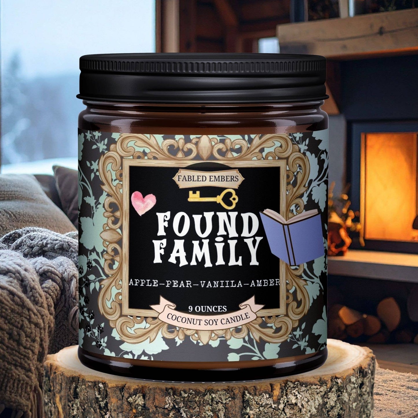 FOUND FAMILY book lovers trope 9oz Candle Coconut Soy