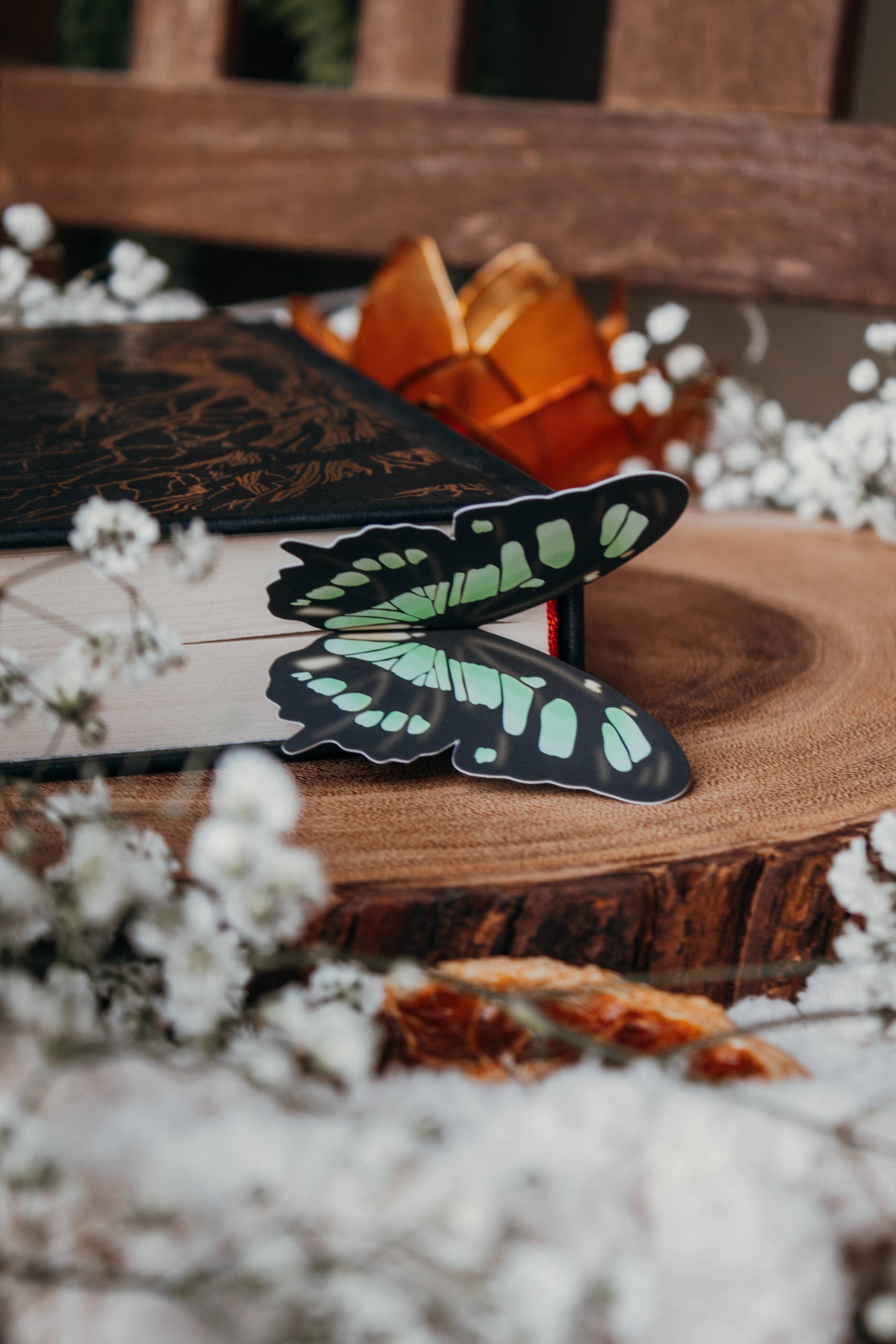 3D Malachite Butterfly Wings Die-Cut Bookmark