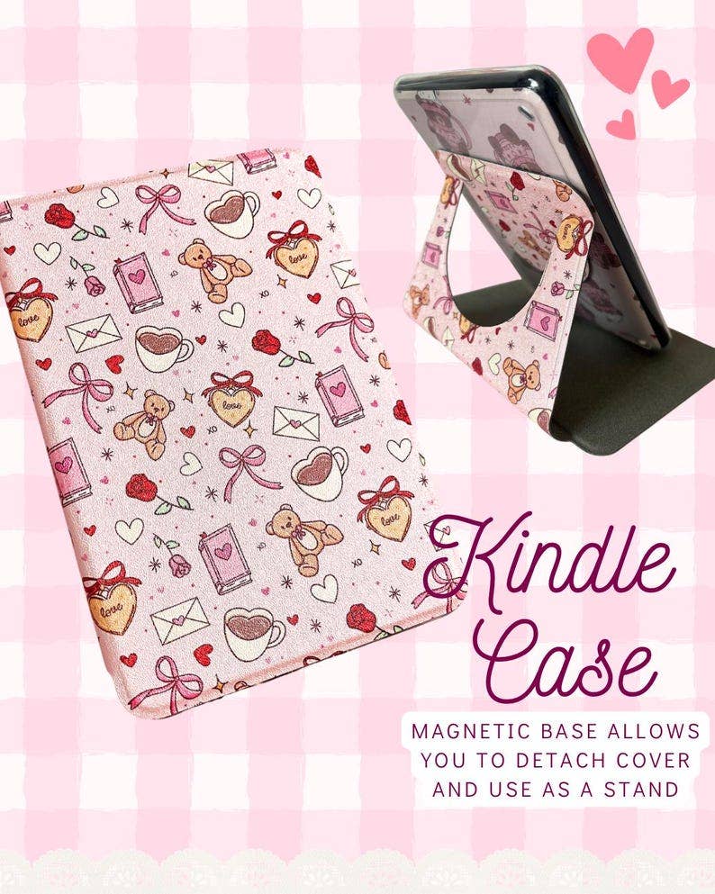 Romance Reader Magnetic Removable Kindle Case: Hand-Drawn E-Reader Cover
