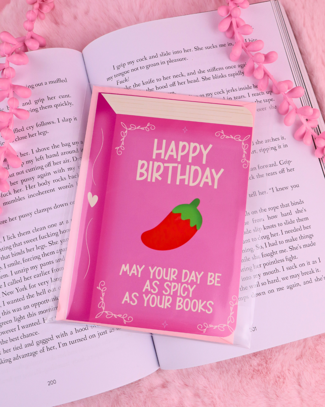 Spicy Bookish Birthday Card