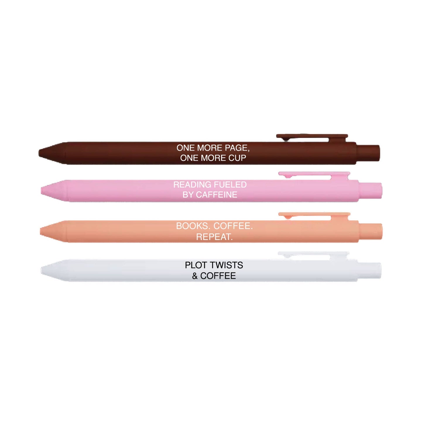 Caffeinated Reader Pen Set | Bookish Coffee Lover Gift