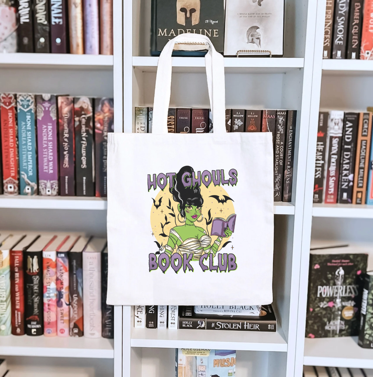 Hot Ghouls Book Club Sublimated Canvas Tote Bag
