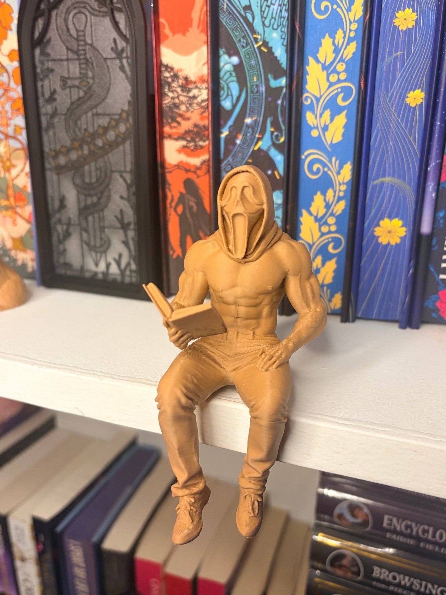 Ghost Face Reading a Book 3d Printed Bookshelf Decor
