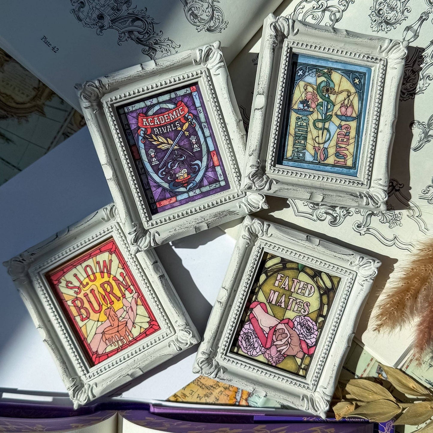 Book Tropes Tiny Framed Art Print Book Nook Decor Book Gift