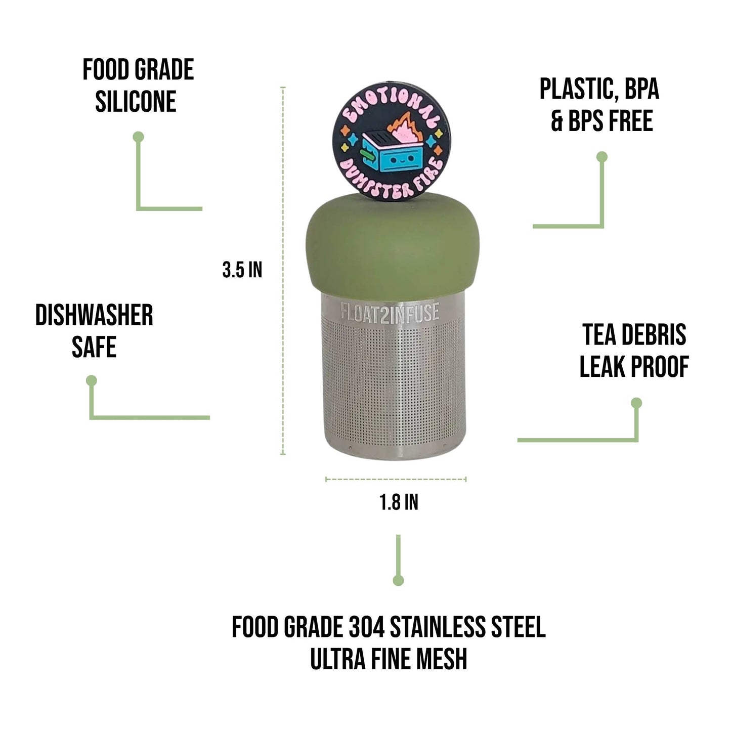 Emotional Dumpster Fire | Floating Tea Infuser | Green Base