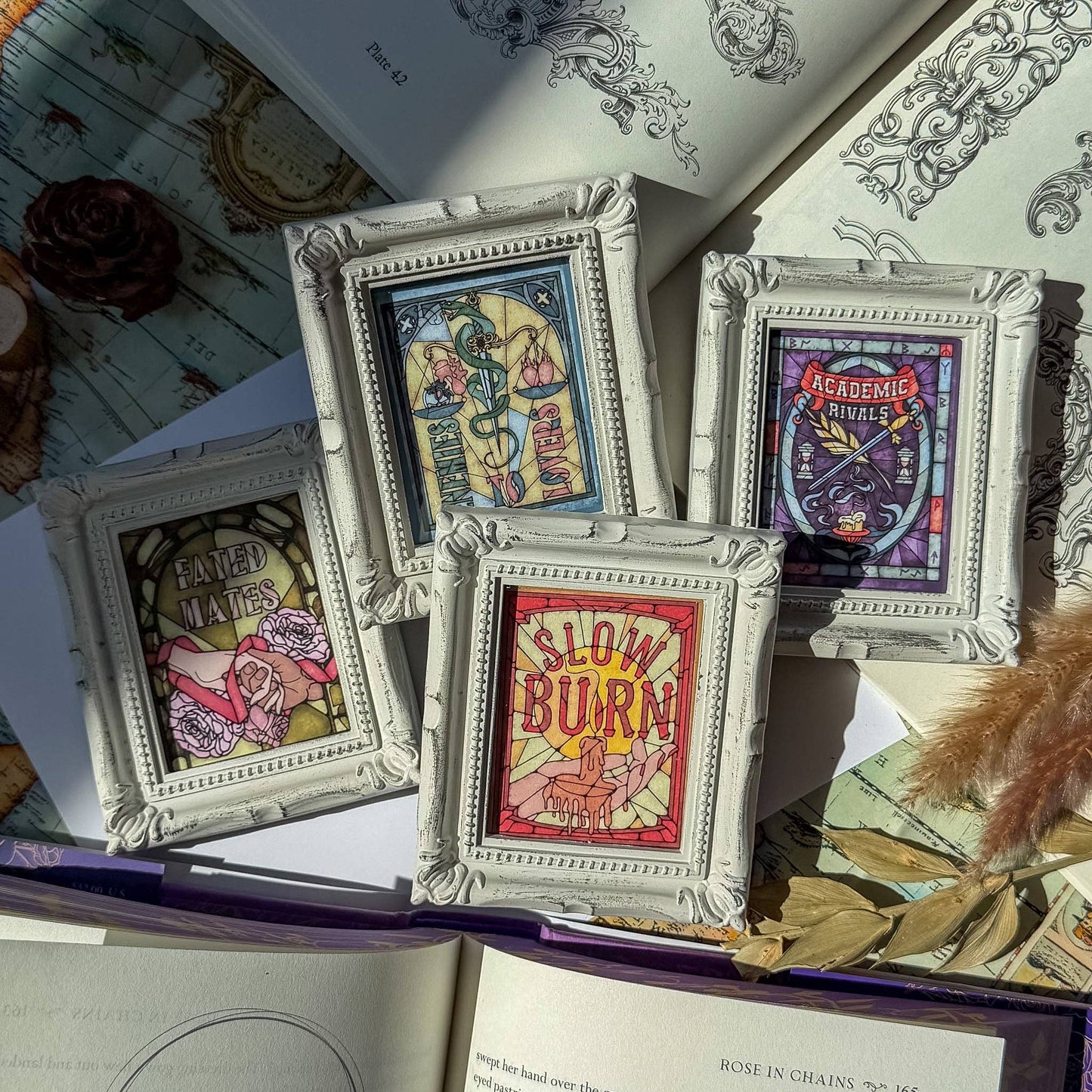 Book Tropes Tiny Framed Art Print Book Nook Decor Book Gift