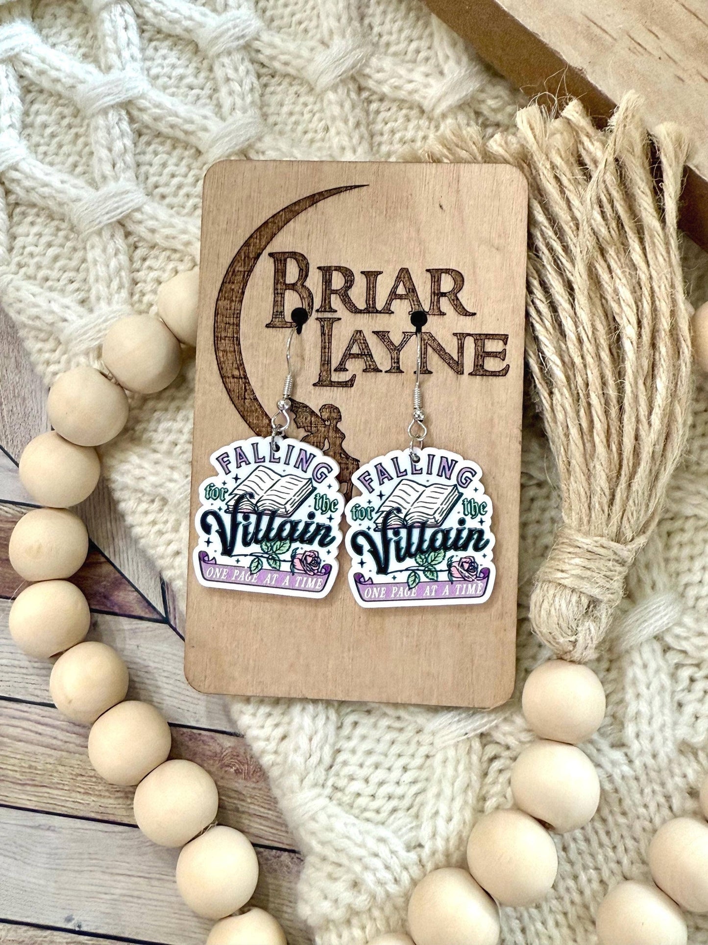 Dark Romance Fantasy Villain Book Earrings