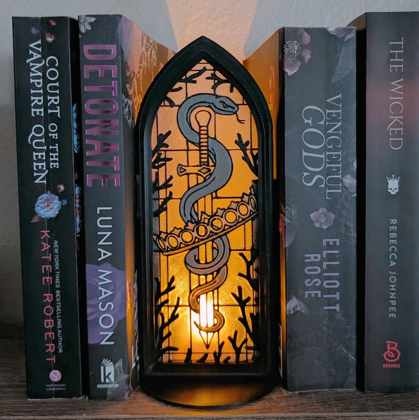 Gothic Stained Window Book Nook - Snake