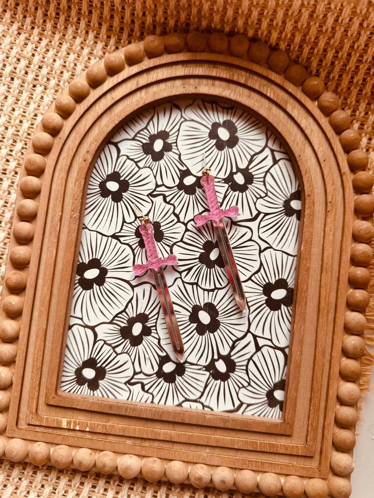 Pink Swords | Acrylic Earrings