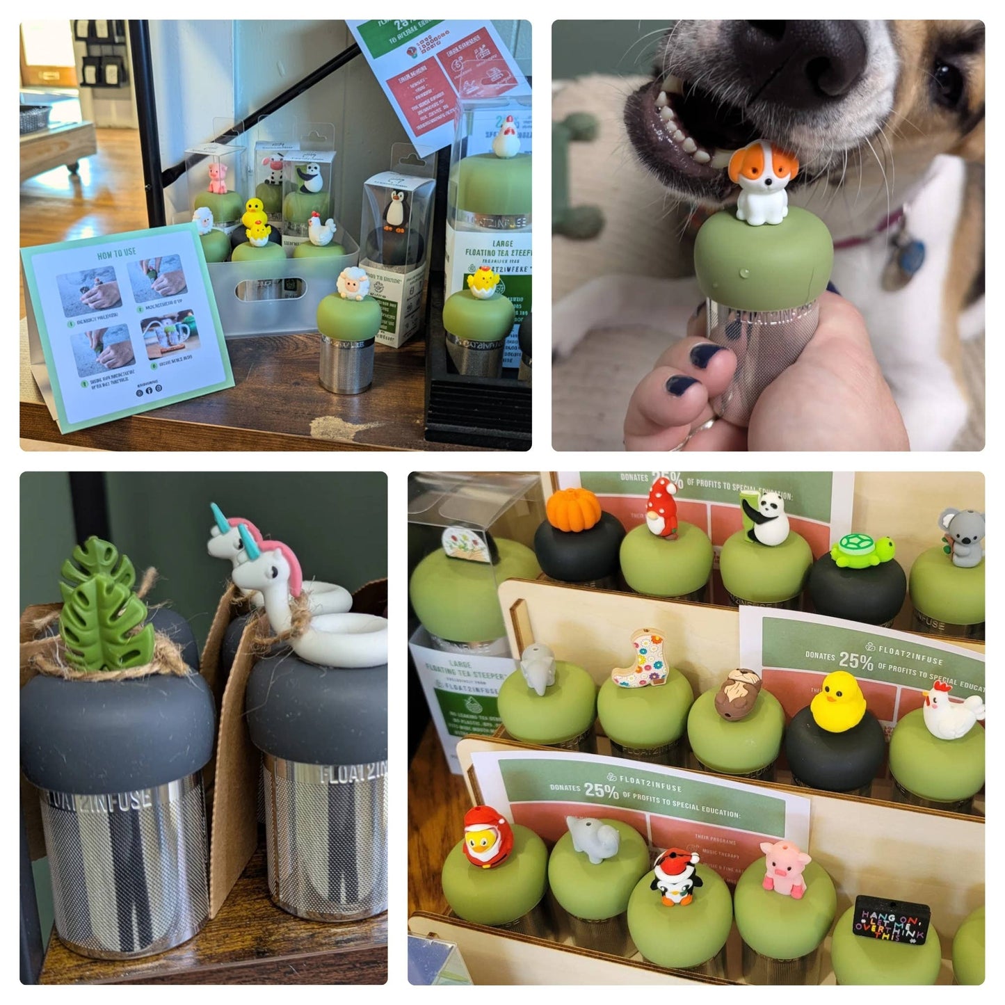 Nerdy Cat | Floating Tea Infuser | Green Base | Grey Cat