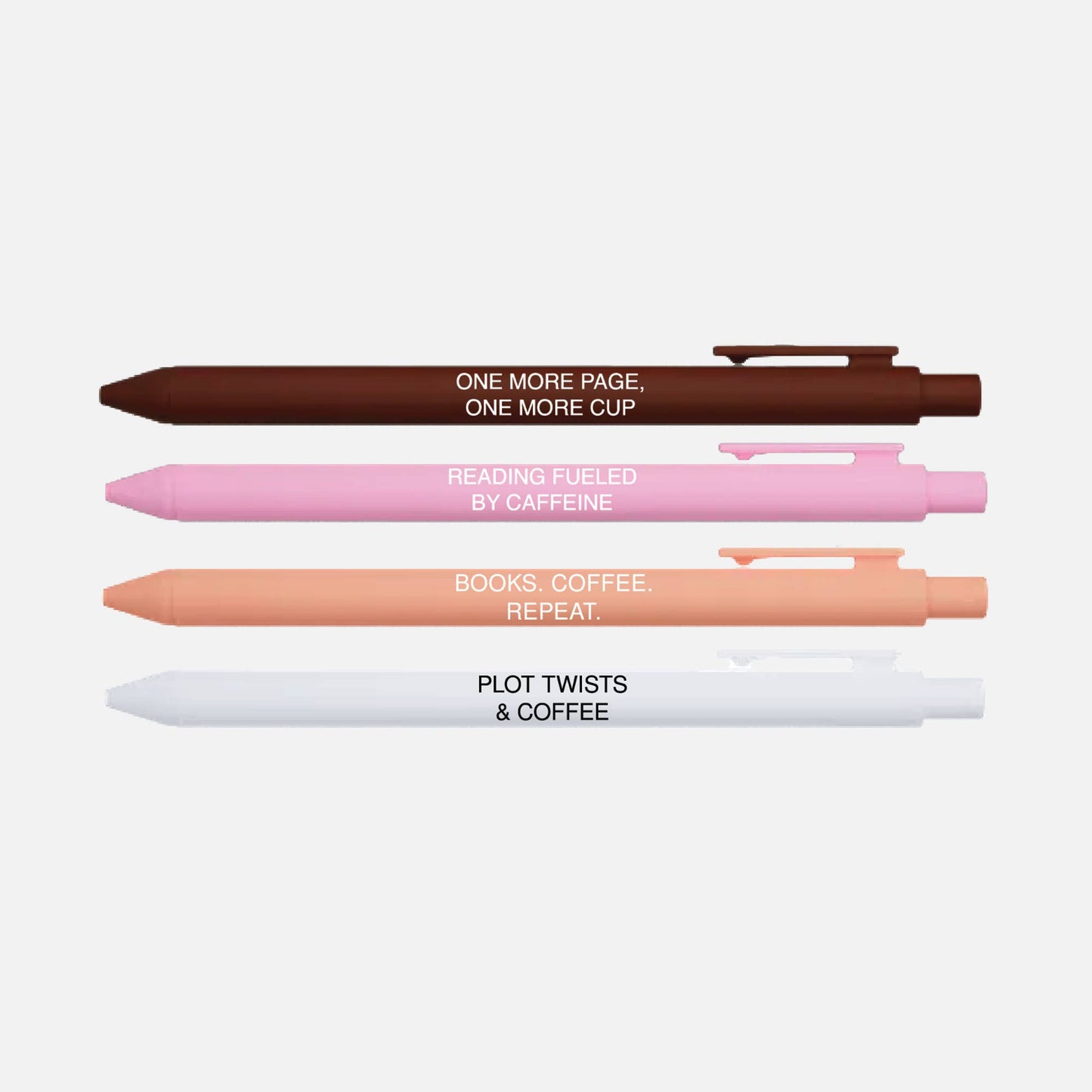Caffeinated Reader Pen Set | Bookish Coffee Lover Gift