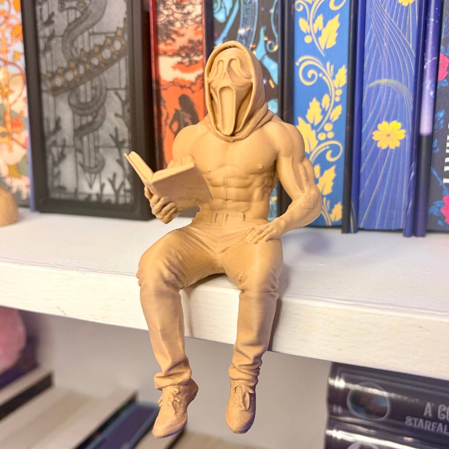 Ghost Face Reading a Book 3d Printed Bookshelf Decor