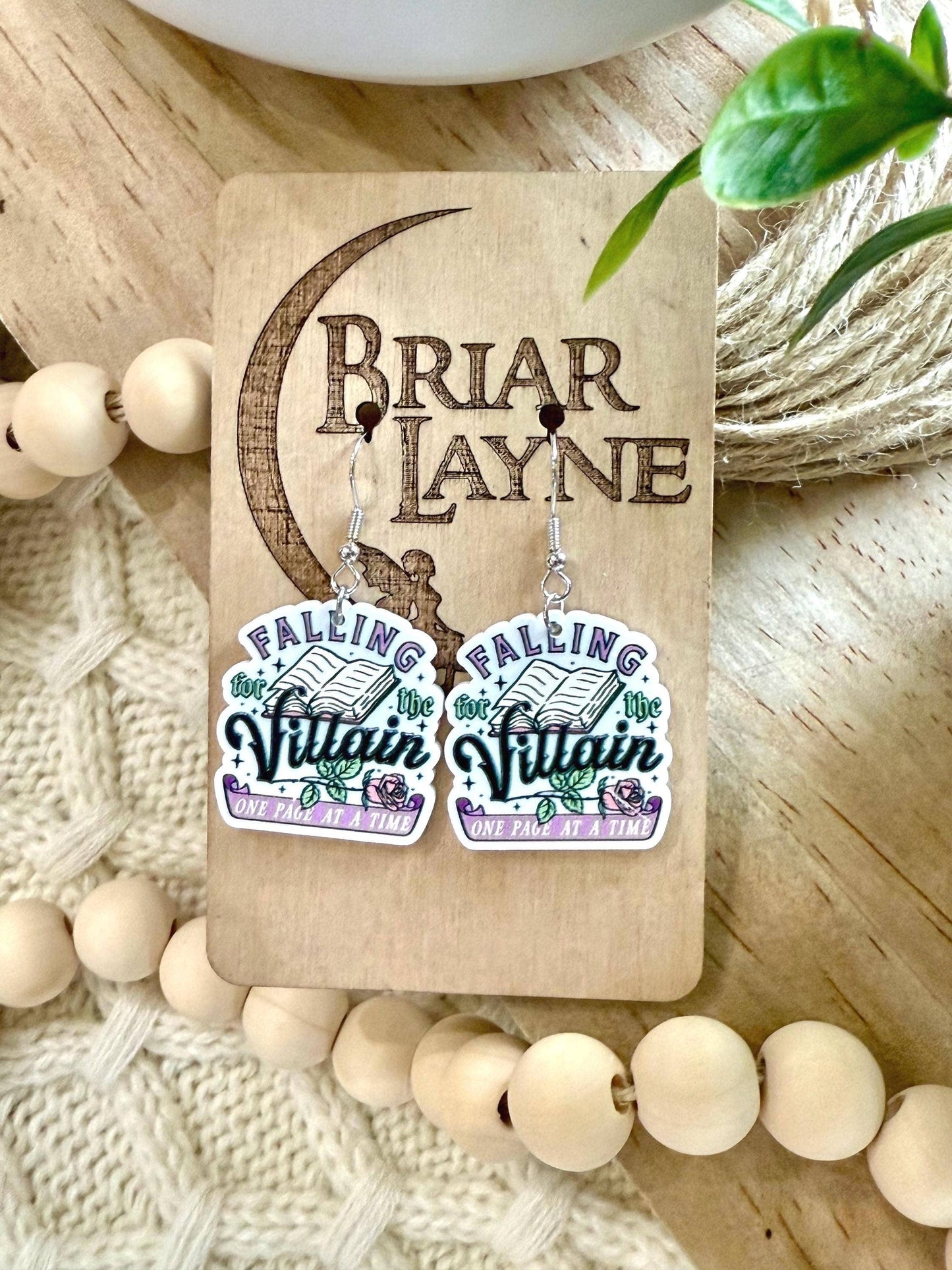 Dark Romance Fantasy Villain Book Earrings