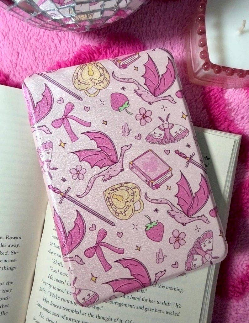 Romantasy Kindle Case- Dragon Clear Back Case Hand Strap