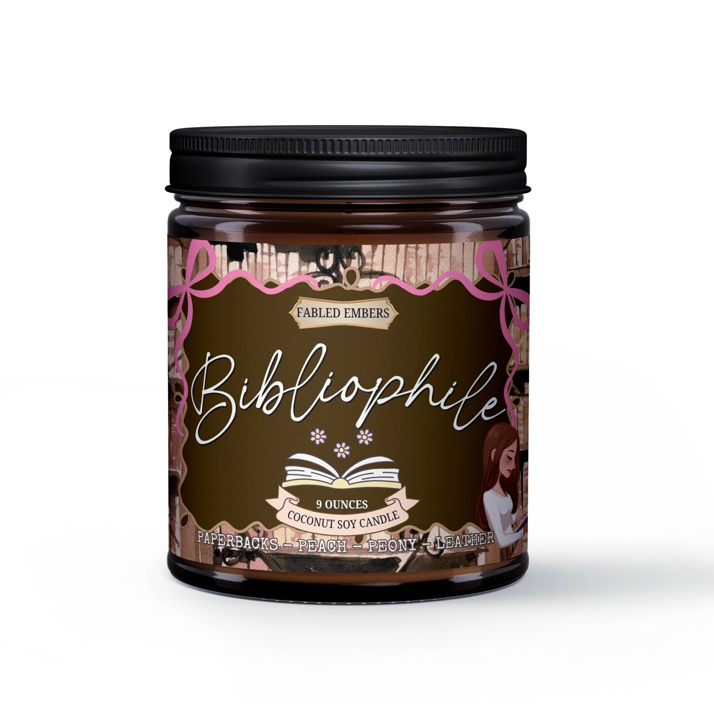 BIBLIOPHILE 9oz  book lovers Candle Coconut Soy