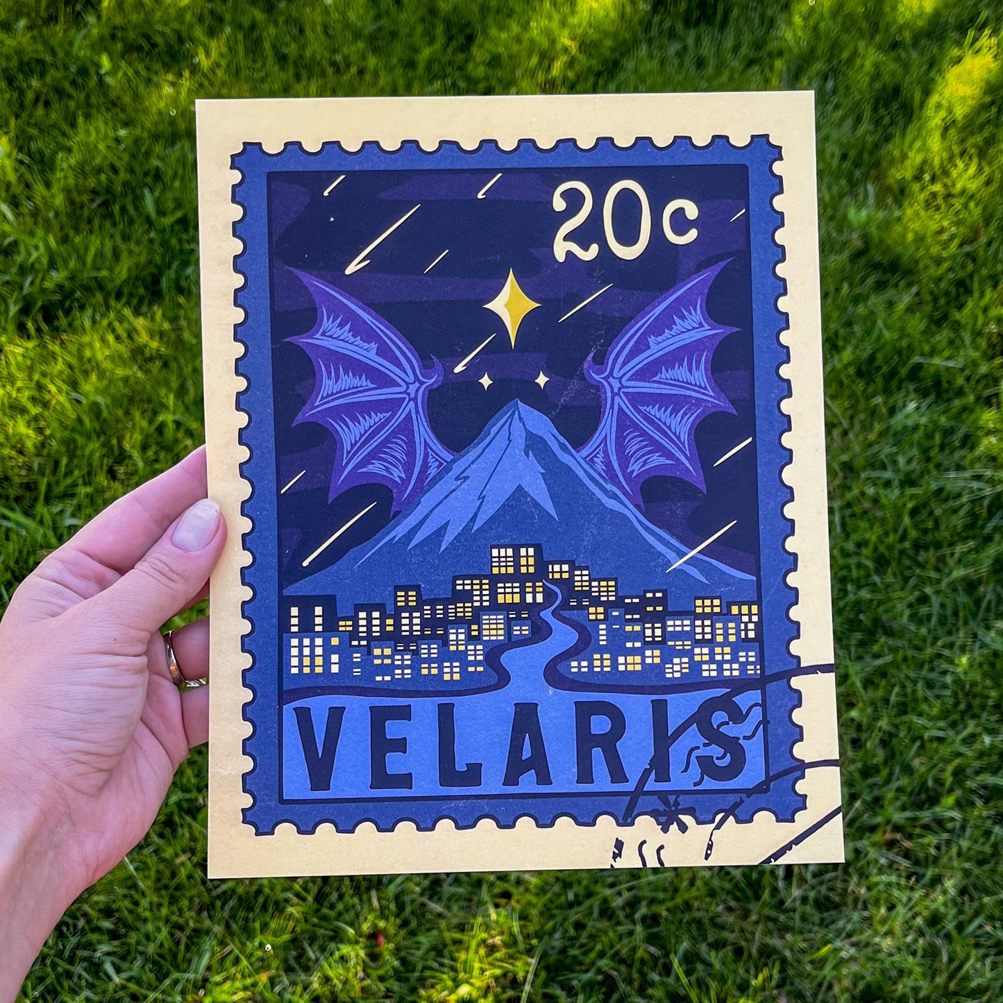 ACOTAR Velaris Starfall Vintage Stamp Art Print Book Gift