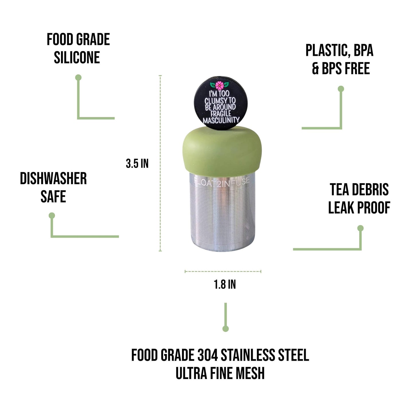 Too Clumsy | Floating Tea Infuser | Green Base | Black