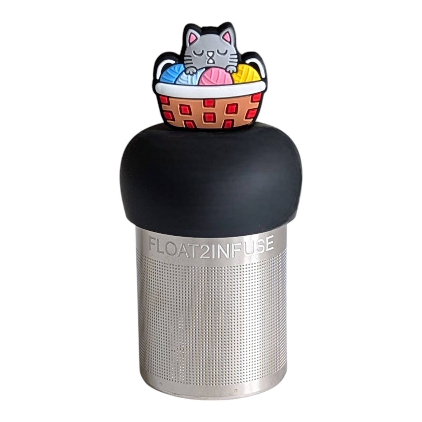 Cat Knitting | Floating Tea Infuser | Black Base |Multicolor