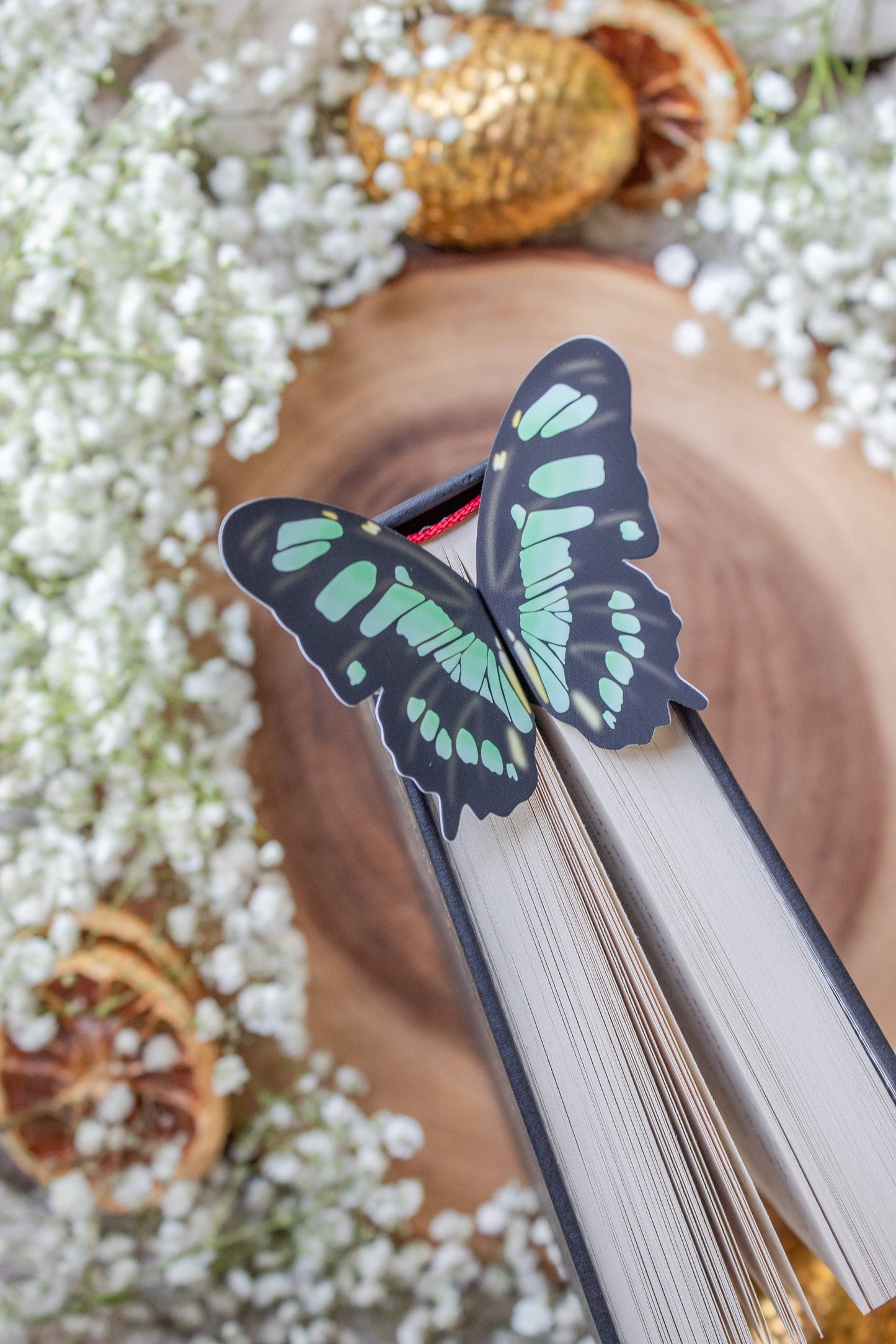 3D Malachite Butterfly Wings Die-Cut Bookmark