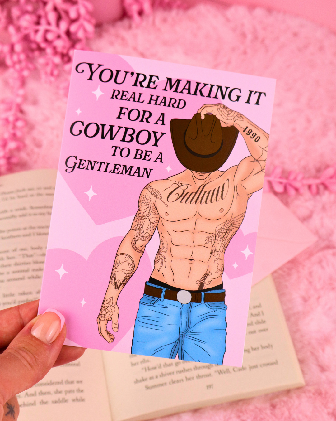 Cowboy Romance Reader Bookish Greeting Card