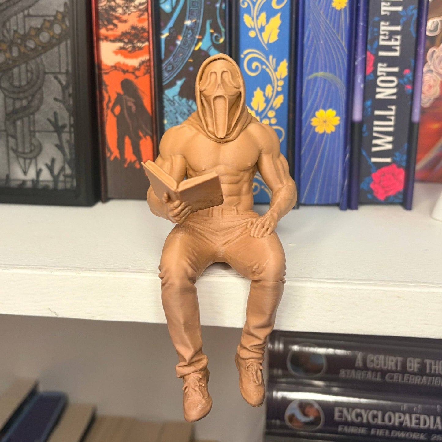 Ghost Face Reading a Book 3d Printed Bookshelf Decor
