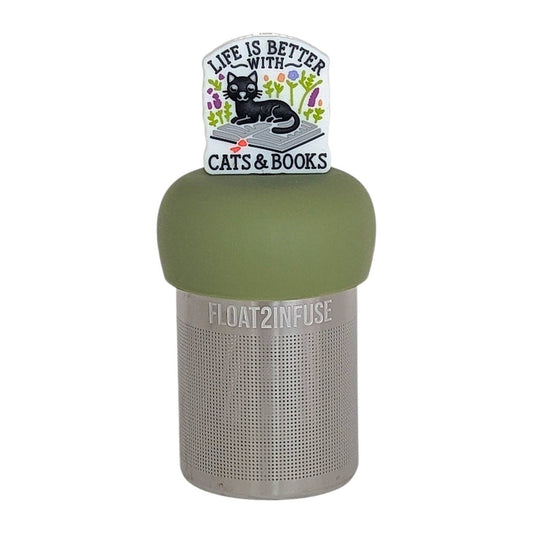 Cats & Books | Floating Tea Infuser | Green Base | White