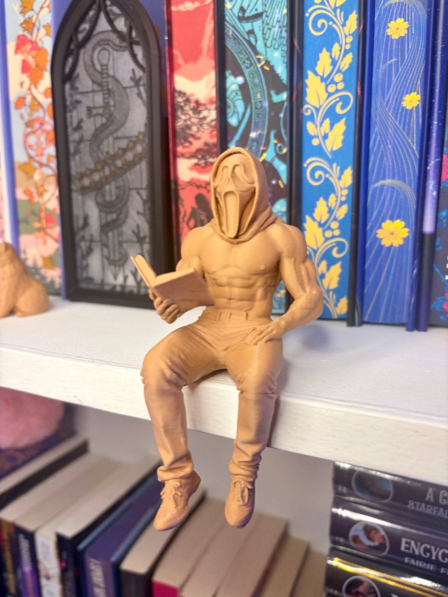 Ghost Face Reading a Book 3d Printed Bookshelf Decor