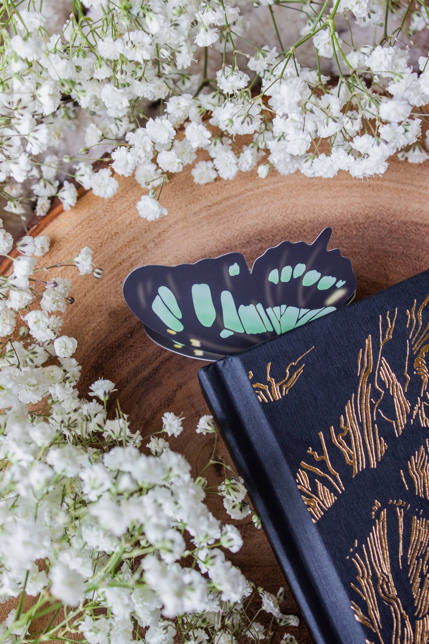 3D Malachite Butterfly Wings Die-Cut Bookmark