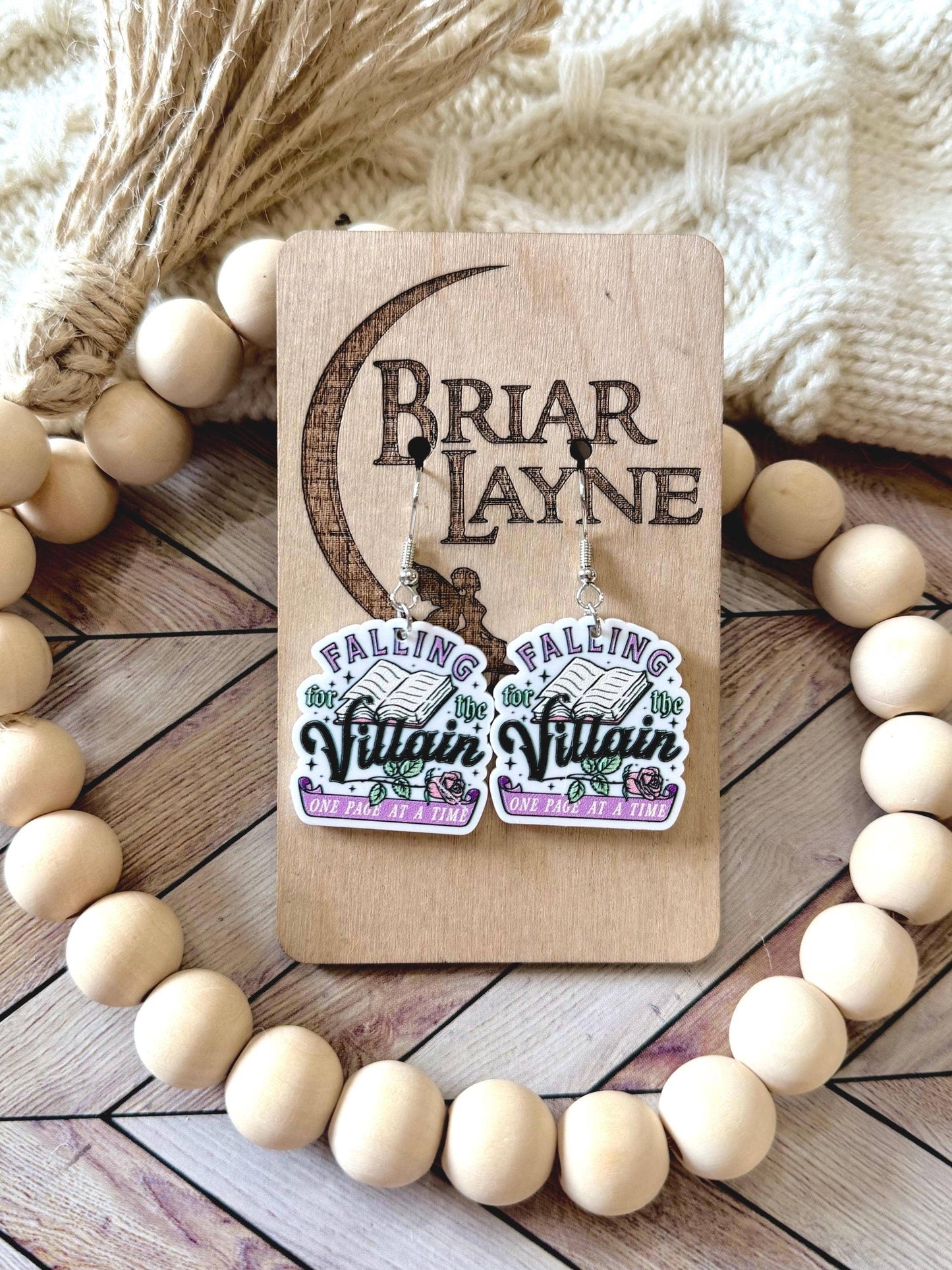 Dark Romance Fantasy Villain Book Earrings