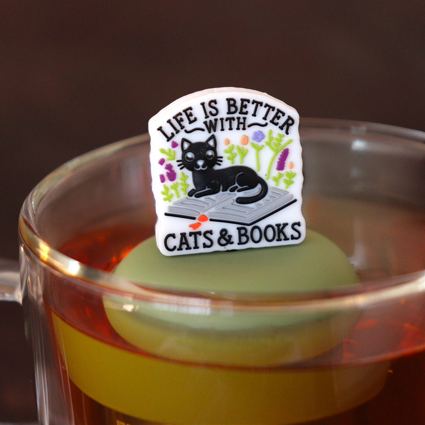 Cats & Books | Floating Tea Infuser | Green Base | White