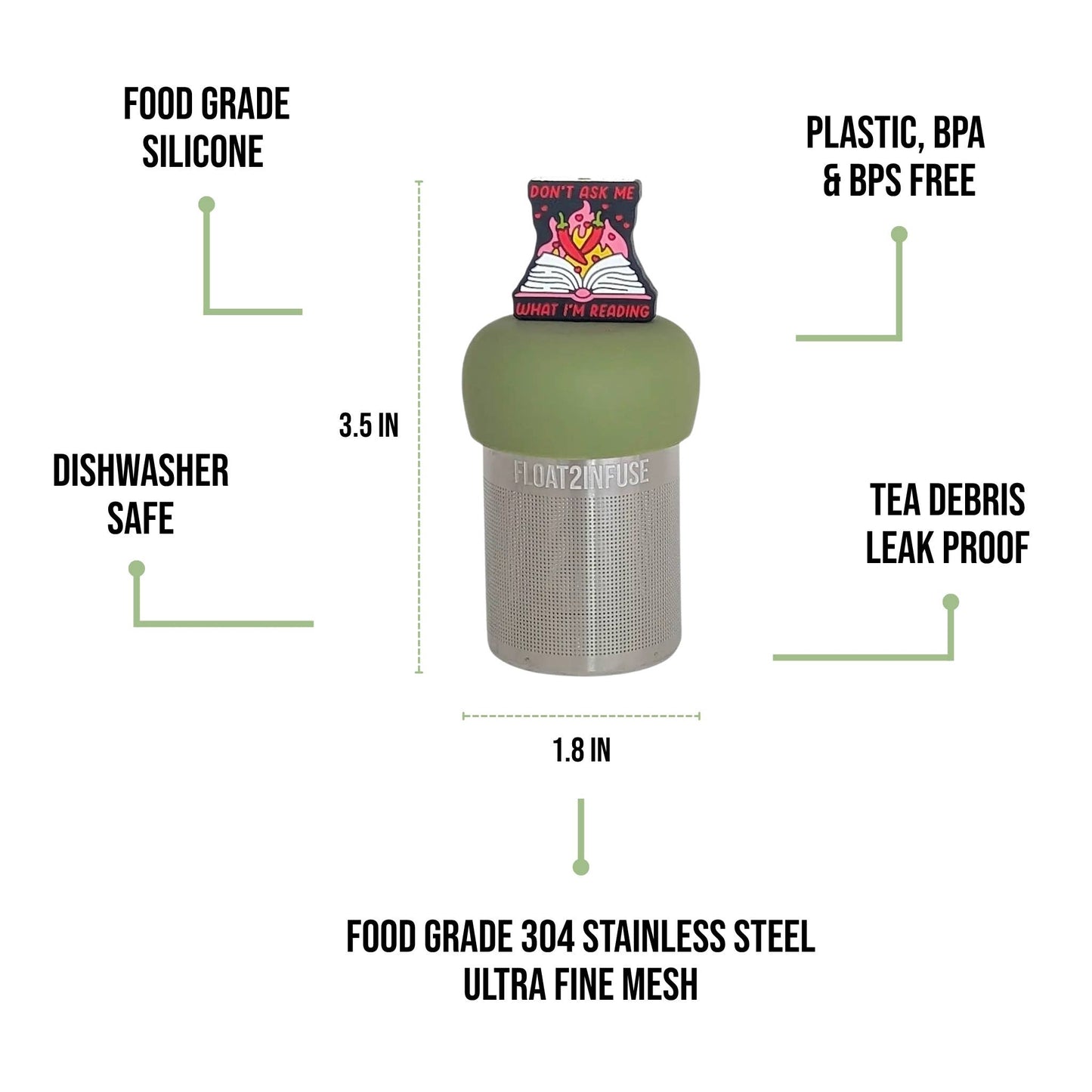 Spicy Books | Floating Tea Infuser | Green Base | Red & Pink