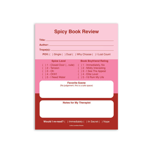 Spicy Book Review Notepad | Romance Reader Pad