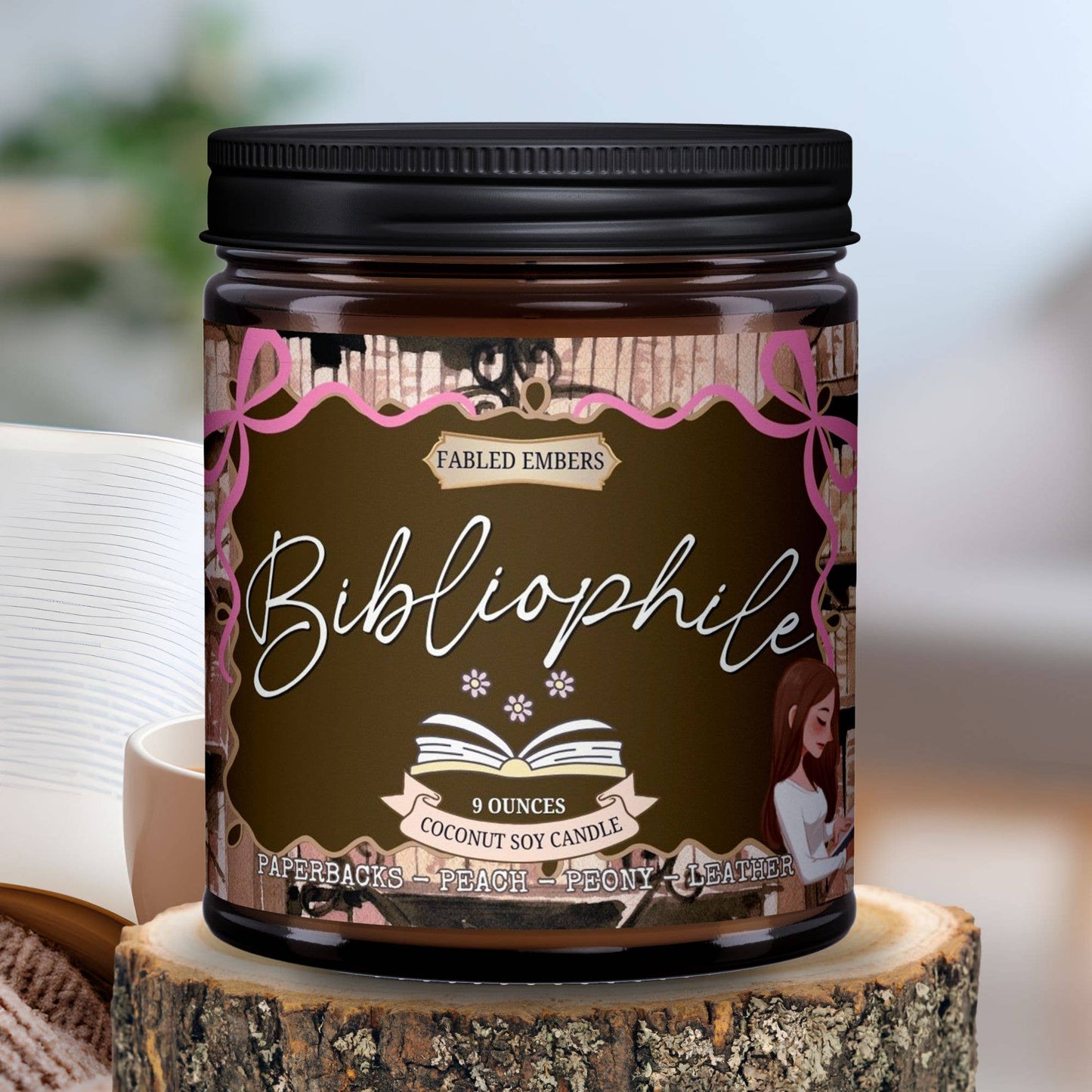 BIBLIOPHILE 9oz  book lovers Candle Coconut Soy