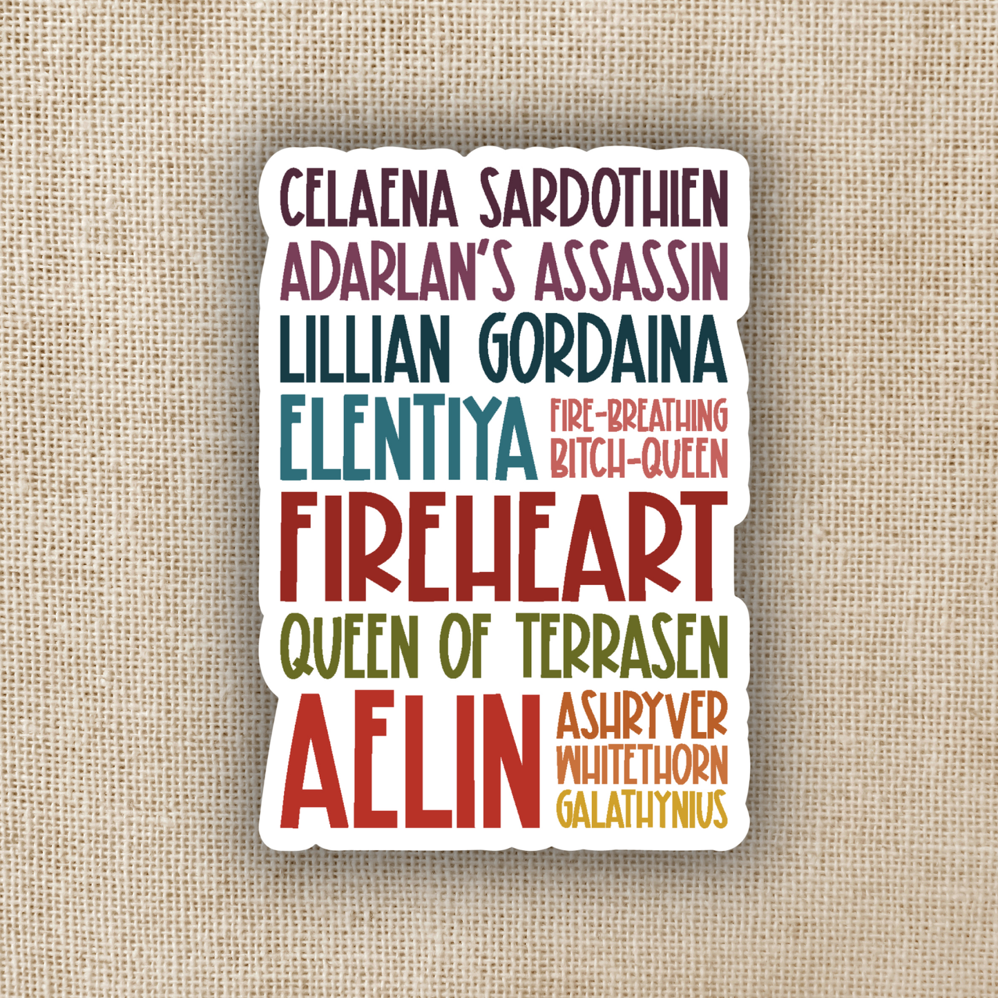 Aelin Galathynius Many Names Sticker