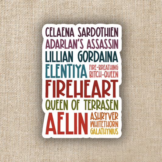 Aelin Galathynius Many Names Sticker