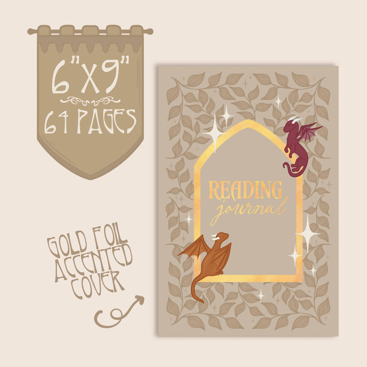 6"x9" Reading Journal with 50 Review Pages | Book Dragons