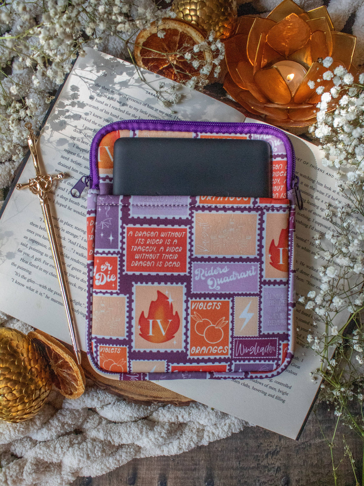 Fourth Wing Stamps Neoprene E-Reader Sleeve