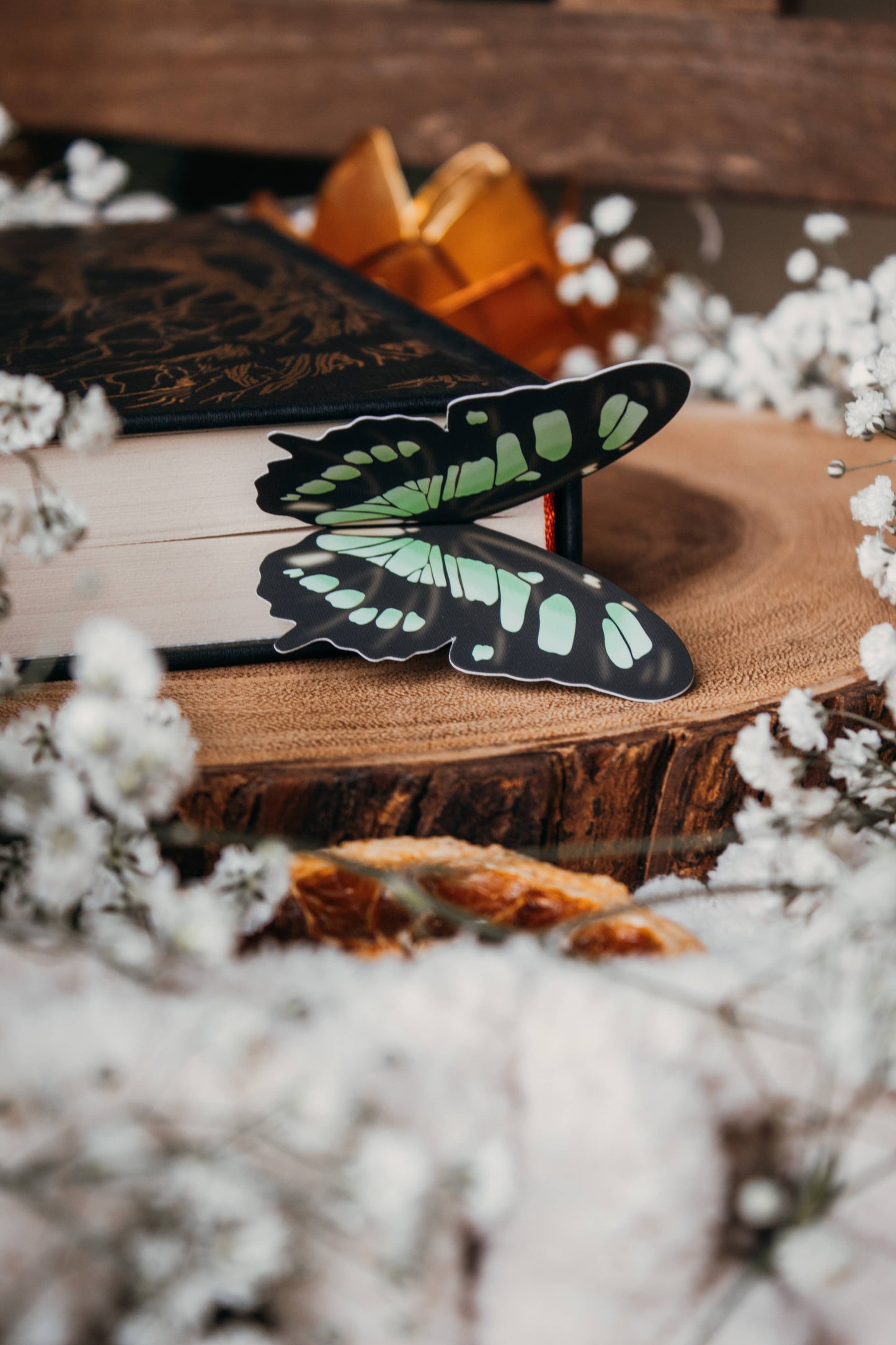 3D Malachite Butterfly Wings Die-Cut Bookmark