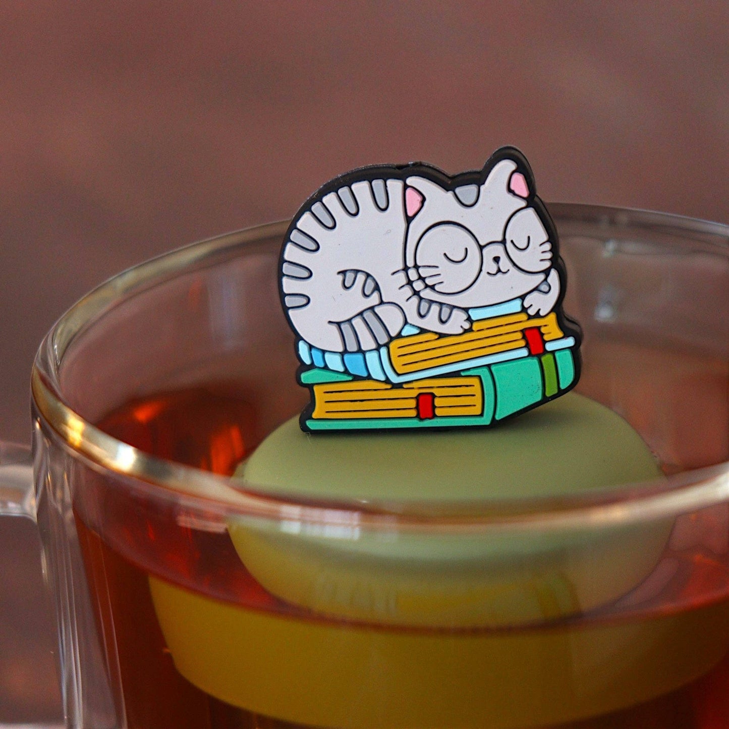 Nerdy Cat | Floating Tea Infuser | Green Base | Grey Cat