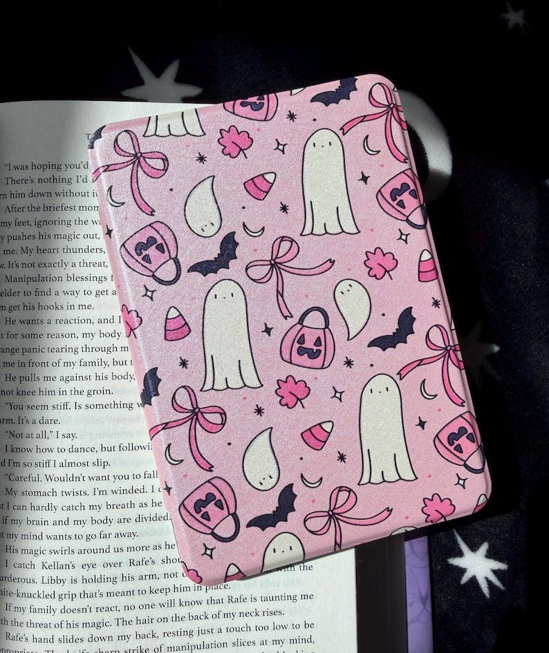 Pink Halloween Kindle Case – Paperwhite & Basic, Hand Drawn